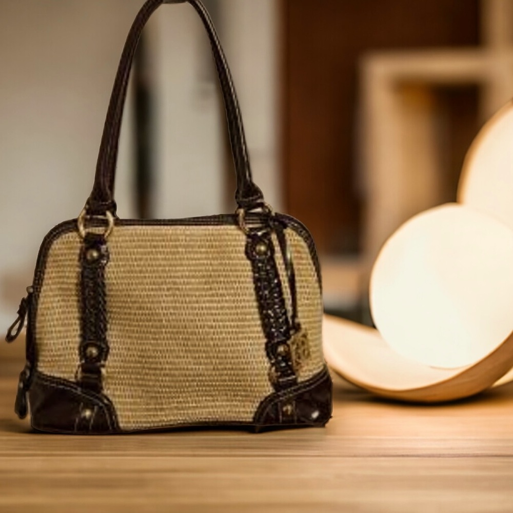 GIANI BERNINI Boho Wicker Braid Straw Woven Shoulder Bag